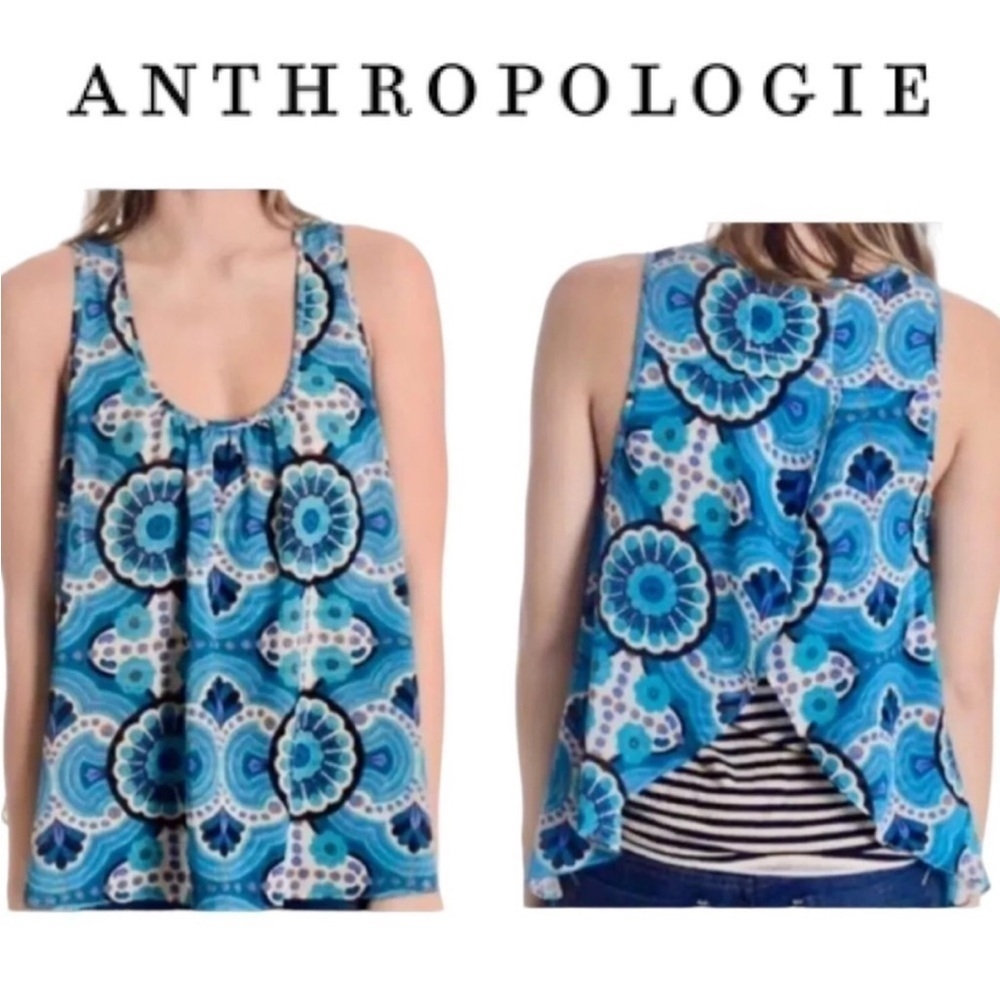 🦋💙Meadow Rue for Anthropologie Blue Floral Sleeveless Tank Top
